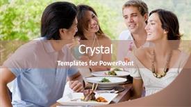  Presentation with vacation - Audience pleasing presentation theme consisting of cocktail dinner - four young adults enjoying backdrop and a coral colored foreground