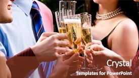  Presentation with glass human head brain - Theme consisting of cocktail dinner - image of human hands holding background and a tawny brown colored foreground