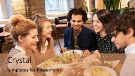  Presentation with jewish holiday symbol jewish food - PPT layouts with cocktail dinner - leisure food drinks people background and a coral colored foreground