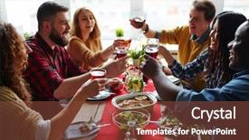  Presentation with toasting - Presentation theme having cocktail dinner - toasting background and a tawny brown colored foreground
