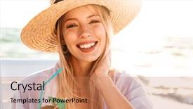  Presentation with summer drinking water - Audience pleasing slides consisting of cocktail during sunrise at seaside backdrop and a coral colored foreground