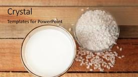  Presentation with milk - Audience pleasing presentation design consisting of cocktail free - glass of tasty rice milk backdrop and a coral colored foreground