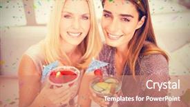  Presentation with women safety against harrasment - Beautiful presentation theme featuring cocktail free - portrait of beautiful women having backdrop and a coral colored foreground