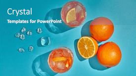  Presentation with ice blue - Audience pleasing theme consisting of cocktail-fresh-orange-juice-two backdrop and a teal colored foreground