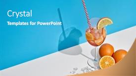  Presentation with fruit cocktail - Theme featuring cocktail-fruit-drink-with-ice background and a teal colored foreground