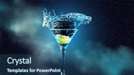  Presentation with cocktail party - Presentation theme featuring cocktail in glass with splashes background and a ocean colored foreground