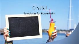  Presentation with invitation - PPT layouts consisting of cocktail invitation - blank chalkboard in female hand background and a light blue colored foreground