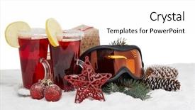  Presentation with year still life christmas - Presentation enhanced with cocktail invitation - winter holidays still life background and a  colored foreground