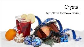  Presentation with year still life christmas - Presentation having cocktail invitation - winter holidays still life background and a  colored foreground