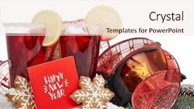  Presentation with year still life christmas - Slides featuring cocktail invitation - winter holidays still life background and a  colored foreground