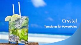  Presentation with colorful cocktails mojito red cocktail - Beautiful PPT layouts featuring cocktail mojito ice lemon straws backdrop and a cobalt blue colored foreground