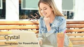  Presentation with smiling paramedic sitting in ambulance - Colorful PPT theme enhanced with cocktail mondiali - smiling girl sitting on bench backdrop and a  colored foreground