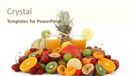  Presentation with fruit cocktail - Colorful PPT layouts enhanced with cocktail-of-fruit-with-tropical backdrop and a cream colored foreground