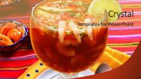  Presentation with mexican chili - Slides enhanced with cocktail of shrimps seafood mexican background and a yellow colored foreground