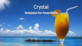  Presentation with fruit cocktail - Audience pleasing PPT theme consisting of cocktail on a tropical island backdrop and a ocean colored foreground