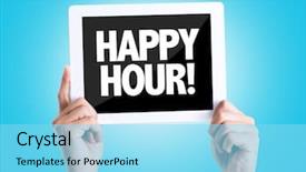  Presentation with happy hour - Amazing presentation theme having cocktail party invitation - tablet pc with text happy backdrop and a arctic colored foreground