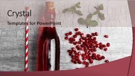  Presentation with soda - Colorful presentation theme enhanced with cocktail preparation soda bottle pomegranate backdrop and a light gray colored foreground