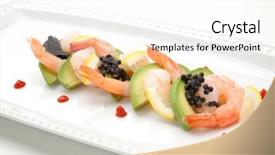  Presentation with appetizer - Slides enhanced with cocktail sauce for seafood elite background and a white colored foreground