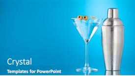  Presentation with cocktail - PPT theme featuring cocktail-shaker-and-martini-cocktail background and a teal colored foreground