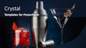  Presentation with cocktail - Presentation design featuring cocktail-shaker-negroni-and-martini background and a navy blue colored foreground