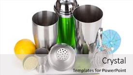  Presentation with measuring - Slides enhanced with cocktail shaker strainer measuring cup background and a light gray colored foreground