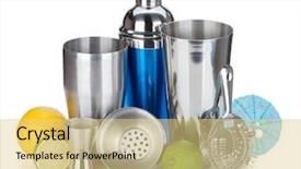  Presentation with cocktail black and white - Cool new PPT layouts with cocktail shaker strainer measuring cup backdrop and a yellow colored foreground