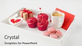  Presentation with valentines day - Theme with cocktail sticks macarons candle coffee background and a white colored foreground