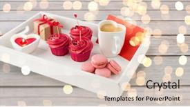  Presentation with valentines day - Colorful slide deck enhanced with cocktail sticks macarons candle coffee backdrop and a lemonade colored foreground