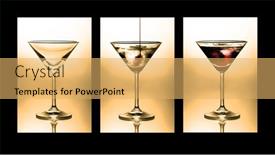  Presentation with cocktail - PPT layouts having cocktail-triptych-three-glasses-showing background and a yellow colored foreground
