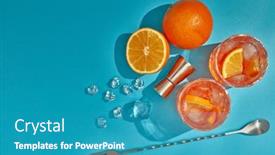  Presentation with ice blue - Cool new slides with cocktail-two-glasses-with-cool backdrop and a teal colored foreground