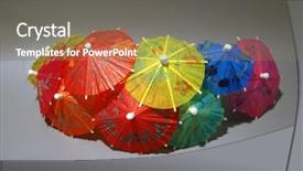  Presentation with holi festival of colors - Audience pleasing theme consisting of cocktail umbrellas of diffrent colors backdrop and a  colored foreground