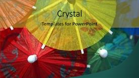  Presentation with cocktail - Slide set with cocktail umbrellas of diffrent colors background and a  colored foreground