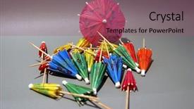  Presentation with cocktail - PPT theme having cocktail umbrellas of diffrent colors background and a  colored foreground