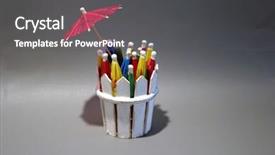  Presentation with manilla folder open papers - Audience pleasing slide set consisting of cocktail umbrellas of diffrent colors backdrop and a  colored foreground