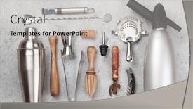  Presentation with cocktail bar - Cool new slide set with cocktail utensils set of bar tools on stone table top view flat lay backdrop and a light gray colored foreground