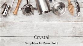  Presentation with cocktail bar - Slides consisting of bar tools on wooden background and a light gray colored foreground