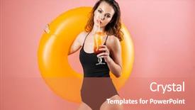  Presentation with girl scouts explorer summer - Cool new presentation design with cocktail while holding rubber ring backdrop and a coral colored foreground