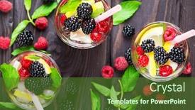  Presentation with blackberry - Slide set consisting of cocktail-with-raspberry-blackberry-lemon background and a tawny brown colored foreground