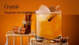  Presentation with rum - PPT theme featuring cocktail with rum apple juice background and a gold colored foreground