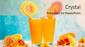  Presentation with orange slice - Beautiful slides featuring white wooden table against turquoise backdrop and a lemonade colored foreground