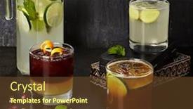  Presentation with beverages - Colorful slide set enhanced with cocktails-composition-on-dark-background backdrop and a tawny brown colored foreground