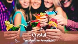  Presentation with colorful cocktails mojito red cocktail - Amazing slide set having board on a green background backdrop and a coral colored foreground