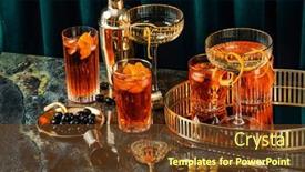  Presentation with art deco - Slides having cocktails-in-art-deco-style and a tawny brown colored foreground