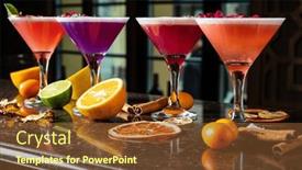  Presentation with bar - PPT theme consisting of cocktails-in-the-bar-closeup background and a tawny brown colored foreground