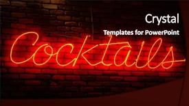  Presentation with brick wall - Beautiful PPT theme featuring cocktails neon sign illuminated backdrop and a black colored foreground