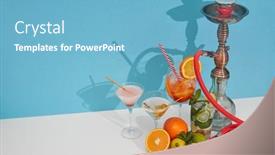 Presentation with hookah - PPT theme consisting of cocktails-set-hookah-shisha background and a light blue colored foreground