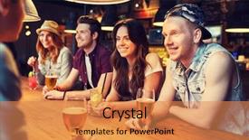  Presentation with pub - Beautiful slides featuring cocktails talking at bar backdrop and a coral colored foreground