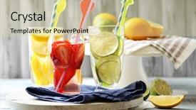  Presentation with lemon lime - Amazing slide set having cocktails with fresh strawberries and lemon lime on wooden background backdrop and a soft green colored foreground