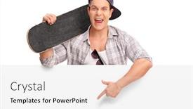  Presentation with signboard - Slide set consisting of cocky-young-skater-standing-behind background and a white colored foreground