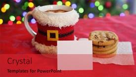  Presentation with christmas chocolate - Beautiful PPT theme featuring coco-and-cookies-for-santa backdrop and a red colored foreground